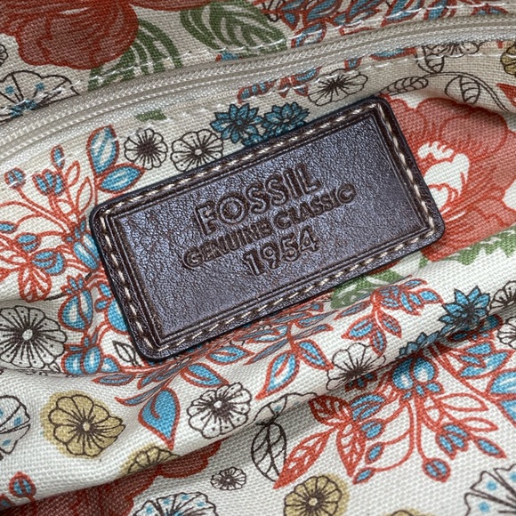 FOSSIL PURSE Genuine Classic 1954 Key Oasis Straw slouchy bag tan brown paisley - Picture 15 of 16